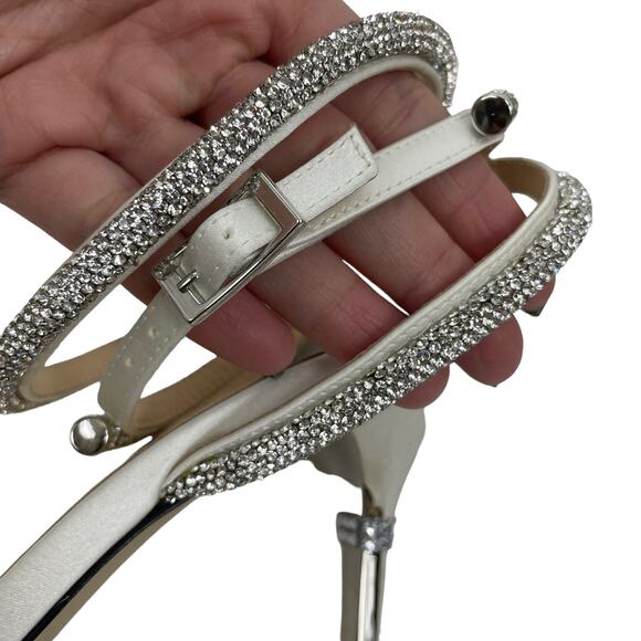 Mach & Mach Double Strap Square Toe Bow Sandals Satin White Size 42 - Picture 10 of 12